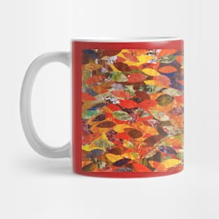 Leaves Fish and Umbrellas Collage Mug